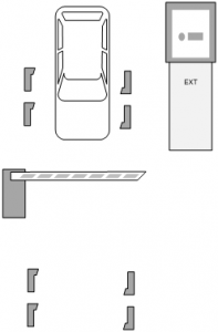 Паркинг с карточными стойками и автоматическим терминалом оплаты - выезд